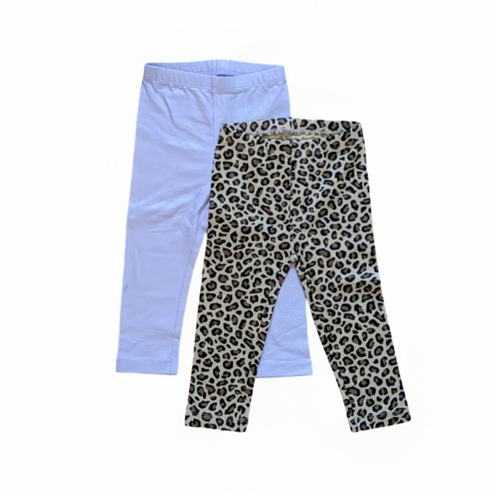 NWOT! ON Jersey Lavender Shimmer and Leopard Leggings Set  - Size 18-24M